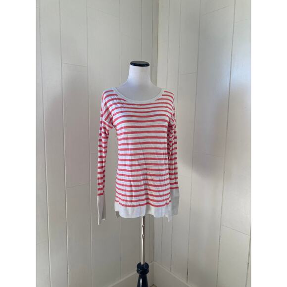 LOFT Pink & White Striped Sweater, Size XS - Picture 1 of 5